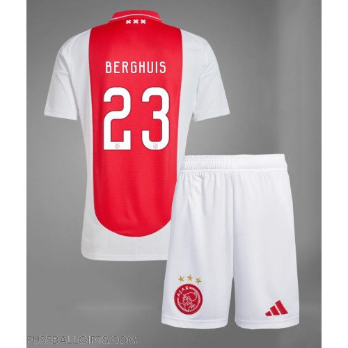 Ajax Steven Berghuis #23 Fußballbekleidung Heimtrikot Kinder 2024-25 Kurzarm (+ kurze hosen)